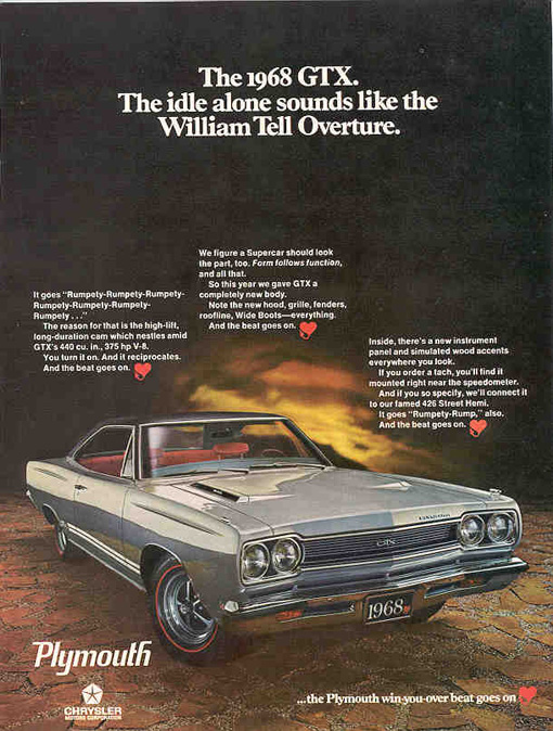 1968 Plymouth GTX Factory Advertisement 1